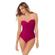 NEW $186 MIRACLESUIT ROCK SOLID MADRID ONE PIECE SWIMSUIT IN PINK SZ 16