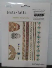LOT OF 5 PACKS OF 2 SHEETS JEWELRY TEMP TATTOOS SKULLS, THUNDERBIRD BRACELETS