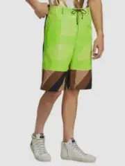 $795 Dries Van Noten Men's Green Colorblocked Rip-Stop Shorts Size IT50/US40