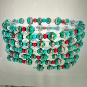 Handmade Navajo Pearl Spiral Stretch Wrap Beaded Western Bracelet, Gift Box