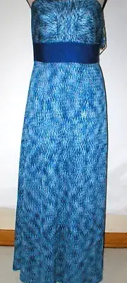 New Womens NWT Tahari Dress Sail Away Maxi Long Strapless Straps 2 Blue White