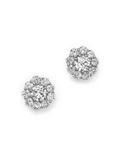 Certified Diamond Halo Stud Earrings in 14K White Gold, 1.0 ct. t. w.