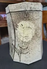 Vintage Dave and Boni Deal Raku Faucetted Jar w/Grasses