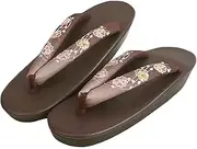 [DYZANOROKY] Women's Yukata Clogs, Embroidered, Urethane Sole, Sandals, Adult, Cute, Classic, Japanese Style, Floral Pattern, Yukata Accessories, Anti-Slip, Painless, Easy to Walk, Festivals, Fireworks