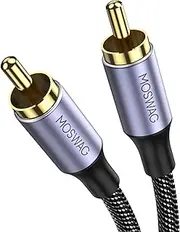 MOSWAG RCA Coaxial Audio RCA Male-RCA Male Coaxial AVCable 24K Plated Nylon Knitting,Suitable for Home theaters, Audio Systems, PS3, Wii, car Audio Systems, Speakers and Other Places