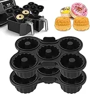 2 Pcs Silicone Air Fryer Donut Pan, Nonstick Donut Mold Doughnut Baking Mould Compatible with Ninja AF300EU/AF400EU/AF451EU/SL400EU/AF500EU for Baking