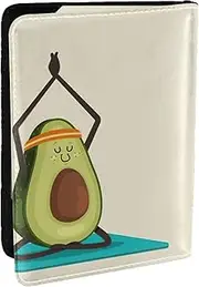 [JEJEA] Cute Yoga Avocado Print Travel Organizer Credit Cards Case Passport BookPassport Holder Cover Wallet forTraveling,, Black, One Size