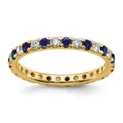 14k Yellow Gold 1/2 Ct. Lab Grown Diamond VS/SI+ G+ and Lab Created Blue Sapphire Eternity Band Ring