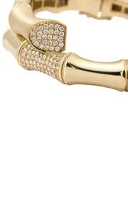 [Rainbow K] XL Bamboo 18K Yellow Gold Diamond Bangle