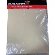 Blackspur Wet and Dry Glass Assorted Sandpaper Sheet 10pcs Set Sanding Grits