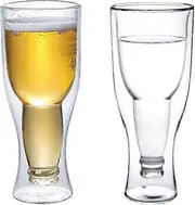 Beer Glass, 350ml Set of 2, Double Wall Insulated Inverted Glass, Craft Beer Glass, Beer Glassware