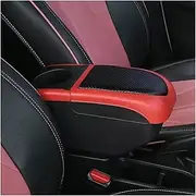 Compatible For Honda Fit Jazz Armrest Box Arm Elbow Rest Center Console Storage Case With Cup Holder USB Port(Black red color)