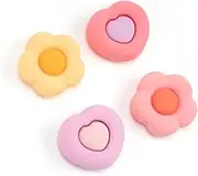 GeekShare Cute Thumb Grip Caps for PS5 Controller, Thumbsticks Cover Set Compatible with Switch Pro Controller and PS4 PS5 Controller, 4Pcs - Heart & Flower