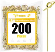 200PCS Cocktail Picks Bamboo Skewers for Appetizers, Fancy Toothpicks for Appeti