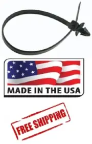 (50) 8" IN (ARROW HEAD) ZIP TIES NYLON BLACK PUSH MOUNT WIRE CABLE Made in USA