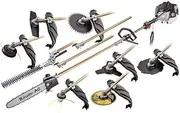 Baumr-AG 65cc 9in1 Long Reach Garden Multi-Tool, Pole Saw, Hedge & Line Trimmer, Brush Cutter, 12" Tree Trimming Pruning Chainsaw Bar, 2 Extension Shafts