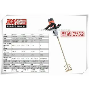 【台北益昌】台製品牌 AGP EV52 2段變速 可調速 鑽孔機 鑽地機 水泥 攪拌機 攪拌器 打泥機 打泥器