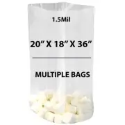 1.5Mil 20" X 18" X 36" | Clear Gusseted Bags, Heat Sealable | Multiple Bags
