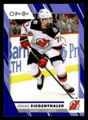 2023-24 UD OPC Blue Border 461 Jonas Siegenthaler, New Jersey Devils