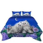 Moonlight Cats Cute Sweet Kittens at Night Coverlet