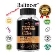Turmeric & Black Pepper High Strength Organic Capsules Tumeric Root Curcumin
