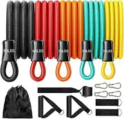 Resistance Bands Set, 15Pcs Exercise Tubes with Handles, 5 Resistance Levels of Resistance Loop Set Workout Bands for Workout, Yoga, Weightlifting, Home Workouts