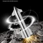 SpaceX Starship Rocket Model Electroplate Bright Silver Surface Metallic Texture