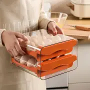 Fully Enclosed Egg Drawer Refrigerator Storage Box Capacity Double Layer with 32