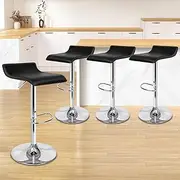 ALFORDSON Bar Stool, 4 Pcs PU Leather Kitchen Barstools with Swivel Backless Seat in 53-73cm Adjustable Height Home Counter Dining Chairs with Footrest & Floor Protector (Saxton Black)