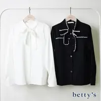 在飛比找蝦皮商城優惠-betty’s貝蒂思(15)蕾絲邊立領綁帶長袖襯衫(共二色)