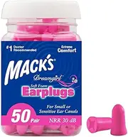 Mack's Dreamgirl Soft Foam Earplugs, 50 Pair, Pink - Small Ear Plugs for Sleeping, Snoring, Studying, Loud Events, Traveling & Concerts