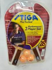 STIGA TABLE TENNIS PING PONG SET RETRACTABLE NET 2 PADDLES 3 BALLS Portable NEW
