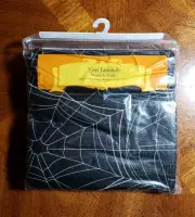 Black VINYL Halloween TABLECLOTH White Spider Web Pattern 60" x 102" New Sealed