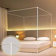 Beyeutao Double Bed Canopy Frame White Four Poster Bed Frame W135 x L200 x H200 cm Canopy Bed Frame Bed Curtains Frame 4 Poster Mosquito Net Frame for Bed Play Tent Frame Outdoor or Indoor