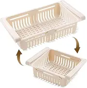2pcs Refrigerator Drawer, Adjustable Under Shelf Basket, Pull-Out Space-Saving Drawer for Eggs, Fruits, Vegetables, Seafood, Fridge Organizer