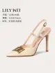 Lily Wei2024包頭涼鞋女夏大碼40-43細跟41后空小碼高跟鞋313233