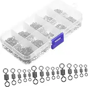 PAMINGONO 210pcs Rotary Ring Connector Fishing Swivel Kit Fishing Accessory Fishing Line Clips Fish Swivels Tackle Fishing Rolling Swivel Fishing Tackle Accessories Fishing Line Connector