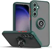 [CRAVEN] Case for Oppo A16 / A16S / A54S, Soft TPU + Anti-Scratch PC Case, Mobile Phone Case Protective Case with Ring Holder - Dark Green