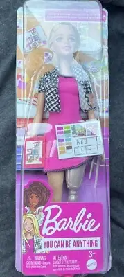New Barbie Interior Designer Pink Dress Prosthetic Leg You Can Be Anything Doll