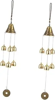Toddmomy 2pcs Vintage Wind Chime Bells Outdoor Decor Lucky Pendant Aluminum Alloy Crafted Chinese Style for Garden Retro Wind Chime Ornament