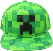 [Mad Engine] Minecraft Pixel Creeper Boys Snapback Hat Cap New Licensed Green, Green, One Size