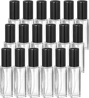 sourcing map 8ml Glass Mini Perfume Bottles, 20Pcs Fine Mist Bottles Refillable Empty Mini Spray Bottles with Aluminized Nozzle for Perfume, Travel Liquid, Essential Oil (Clear/Black)