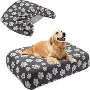 BALAPET Washable Dog Bed Cover 100% Waterproof, Soft Plush Velvet Dog Bed Covers Replacement Only, Fitted Reusable Cover for Pet Mat Bed, Large Dog Bed Removable Cover(Dark Gray,44x35x6in)