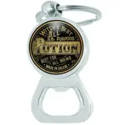 Witch's Best Potion Bottle Opener Keychain - Metal Beer Bar Tool Key Ring