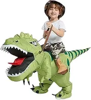 Leona Co Halloween Inflatable T-Rex Costume, Funny Fancy Blow Up Ride On Dinosaur Costumes for Adult/Kids Cosplay Party