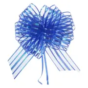 5pcs 6" Big Gift Wrapping Bows Organza Pull Bow Ribbon Chiffon Yarn Blue