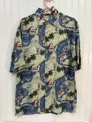 Pierre Cardin Medium Hawaiian Shirt Mimosa Cocktails Palm Trees Seagulls Beach