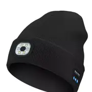Bluetooth 5.0 LED Beanie Hat With Music Speakers Mic Rechargeable Cap Head Light Black