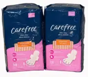 Carefree Ultra Thin Overnight Pads With Wings 28 Ct Each Pack (2 Packs)