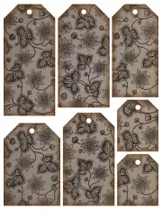 Seven Victorian Ivy HANG TAGS Ephemera Vintage Style for Junk Journal etc